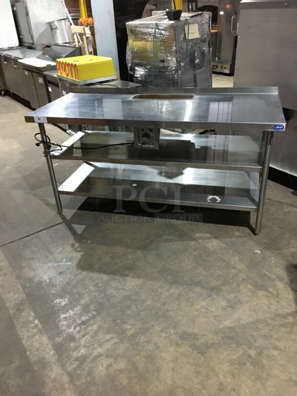 AMAZING! Wells Commercial Work/Prep Table! With Built In Rectangular Warmer! With Thermostat Control! With 2 Shelf Underneath Storage Space! All Stainless Steel! With Backsplash! Model HMP6ULD Serial BITTD061800246! 120V! On Legs! - Image 1 of 12