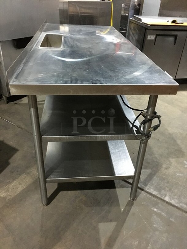 AMAZING! Wells Commercial Work/Prep Table! With Built In Rectangular Warmer! With Thermostat Control! With 2 Shelf Underneath Storage Space! All Stainless Steel! With Backsplash! Model HMP6ULD Serial BITTD061800246! 120V! On Legs! - Image 3 of 12