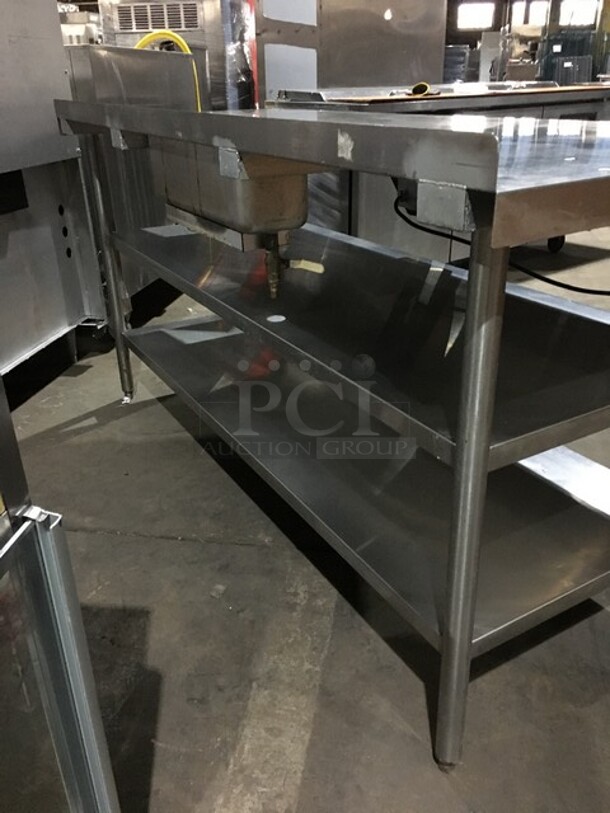 AMAZING! Wells Commercial Work/Prep Table! With Built In Rectangular Warmer! With Thermostat Control! With 2 Shelf Underneath Storage Space! All Stainless Steel! With Backsplash! Model HMP6ULD Serial BITTD061800246! 120V! On Legs! - Image 4 of 12