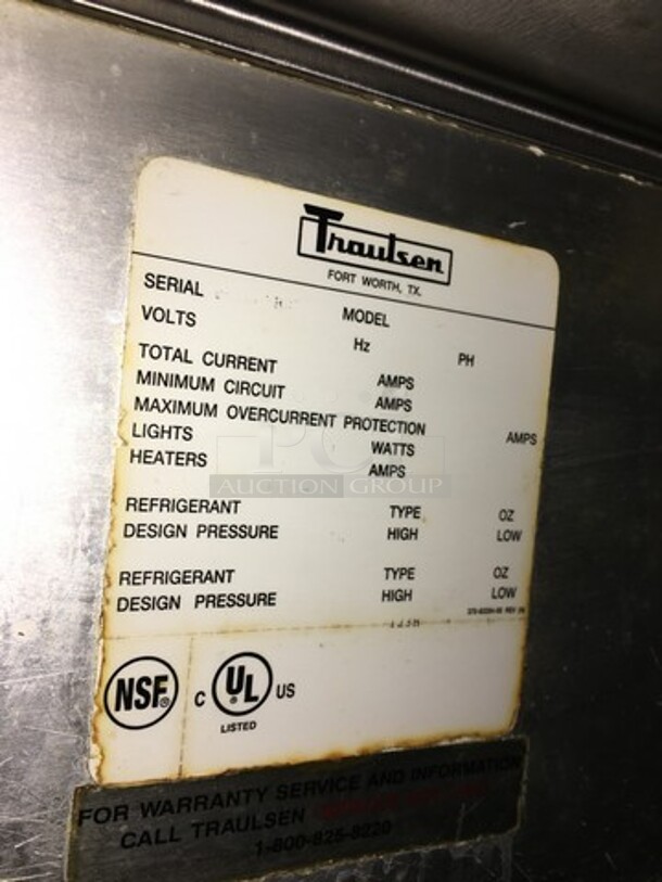 Traulsen Stainless Steel Split Door Reach In Cooler! 115V 1 Phase! On Casters! - Image 7 of 9