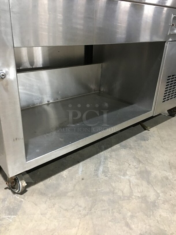 Nice! Dunhill Refrigerated Cold Pan/Salad Bar Work/Serving Station! With Underneath Storage Space! With Sneeze Guard! All Stainless Steel! Model C560MO Serial 08288! 120V! On Casters! - Image 5 of 11