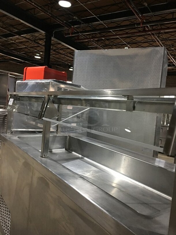Nice! Dunhill Refrigerated Cold Pan/Salad Bar Work/Serving Station! With Underneath Storage Space! With Sneeze Guard! All Stainless Steel! Model C560MO Serial 08288! 120V! On Casters! - Image 7 of 11