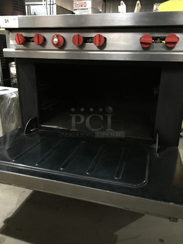 Vulcan Commercial Natural Gas Powered 6 Burner Stove! With Full Size Oven Underneath! All Stainless Steel! On Legs!  - Image 8 of 12