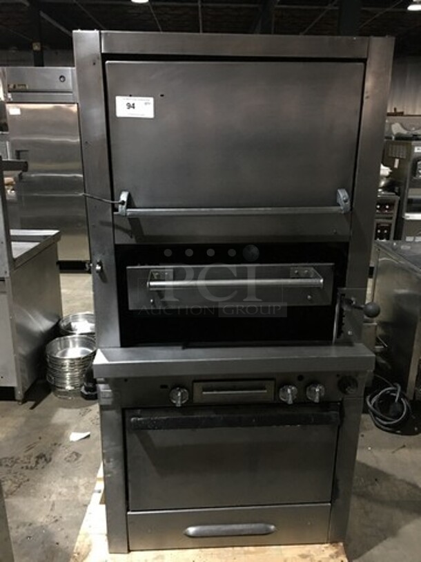 Nice! Jade Range Natural Gas Powered Upright Char Broiler Grill! With Double Oven! All S.S. Body!