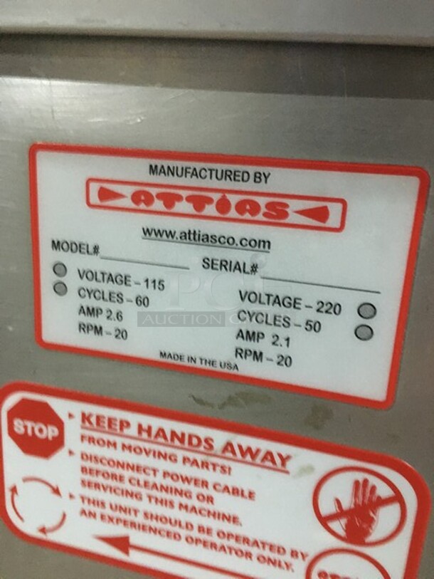 WOW! 2011 Attias Commercial Countertop Chopper/Mincer! All Stainless Steel! 115/220V! - Image 7 of 8