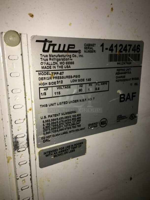 True Commercial Refrigerated Pizza Prep Table! With 2 Door Underneath Storage Space! All Stainless Steel! Model TPP67 Serial 14124746! 115V 1Phase! On Commercial Casters! - Image 8 of 11