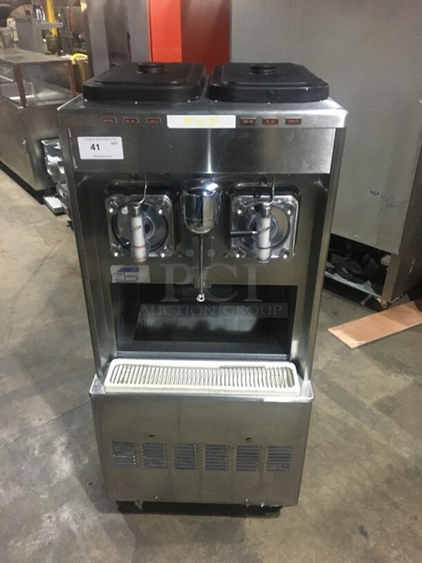 Taylor Commercial Floor Style 2 Flavor Frosty/Coolatta/Slushy Making Machine! With Milkshake Mixing Attachment! All Stainless Steel! Model 342D27 Serial K6018938! 208/230V 1Phase! On Commercial Casters!