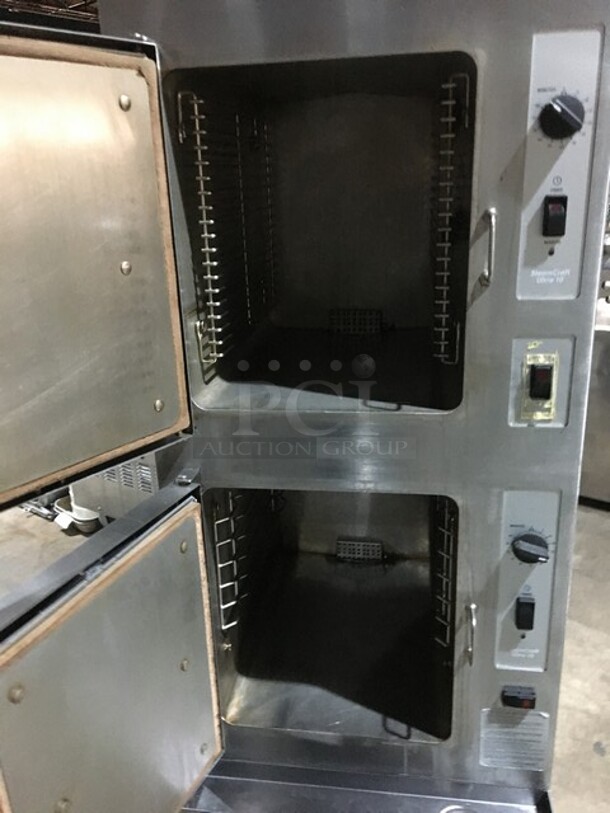 Cleveland Range Dual Cabinet Natural Gas Powered Steamer! All Stainless Steel! Model 24CGA10 Serial 1406230001680! 115V 1Phase! On Legs! - Image 5 of 10