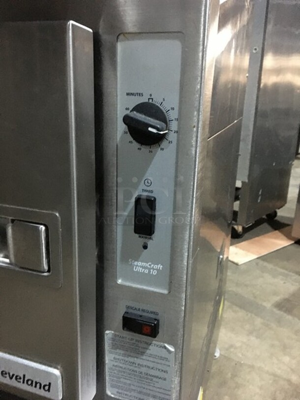 Cleveland Range Dual Cabinet Natural Gas Powered Steamer! All Stainless Steel! Model 24CGA10 Serial 1406230001680! 115V 1Phase! On Legs! - Image 9 of 10