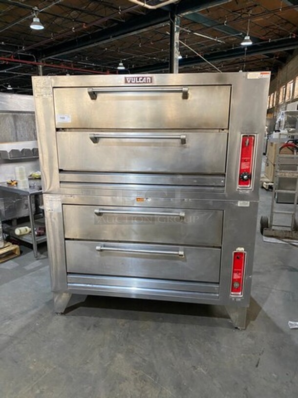 NICE! Vulcan Commercial Natural Gas Powered Double Deck Baking/Roasting/Pizza Oven! All Stainless Steel! Model 7016A1T Serial 541002821! All Stainless Steel! On Legs! 2 X Your Bid! Makes One Unit!