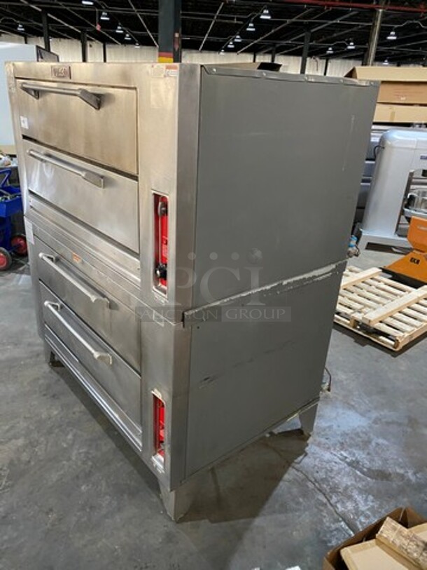NICE! Vulcan Commercial Natural Gas Powered Double Deck Baking/Roasting/Pizza Oven! All Stainless Steel! Model 7016A1T Serial 541002821! All Stainless Steel! On Legs! 2 X Your Bid! Makes One Unit! - Image 2 of 11