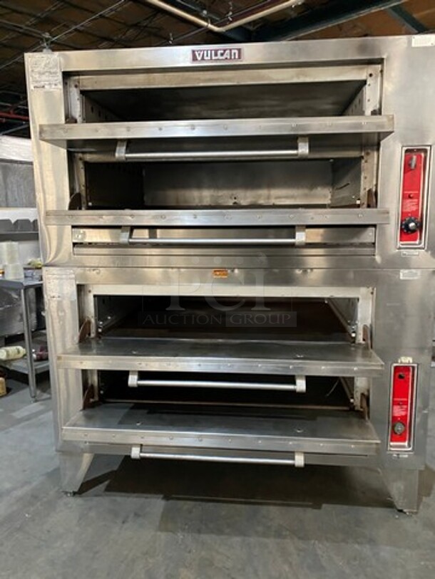 NICE! Vulcan Commercial Natural Gas Powered Double Deck Baking/Roasting/Pizza Oven! All Stainless Steel! Model 7016A1T Serial 541002821! All Stainless Steel! On Legs! 2 X Your Bid! Makes One Unit! - Image 5 of 11