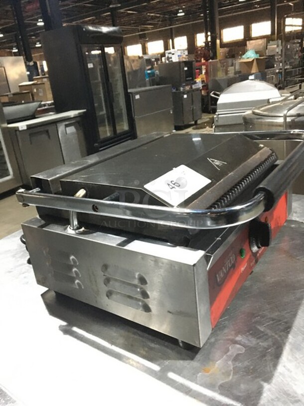 Avantco Commercial Countertop Panini Sandwich Grill! With Grooved Plates! All Stainless Steel! Model 177P78 Serial CK180942R406! 120V!
 - Image 2 of 9