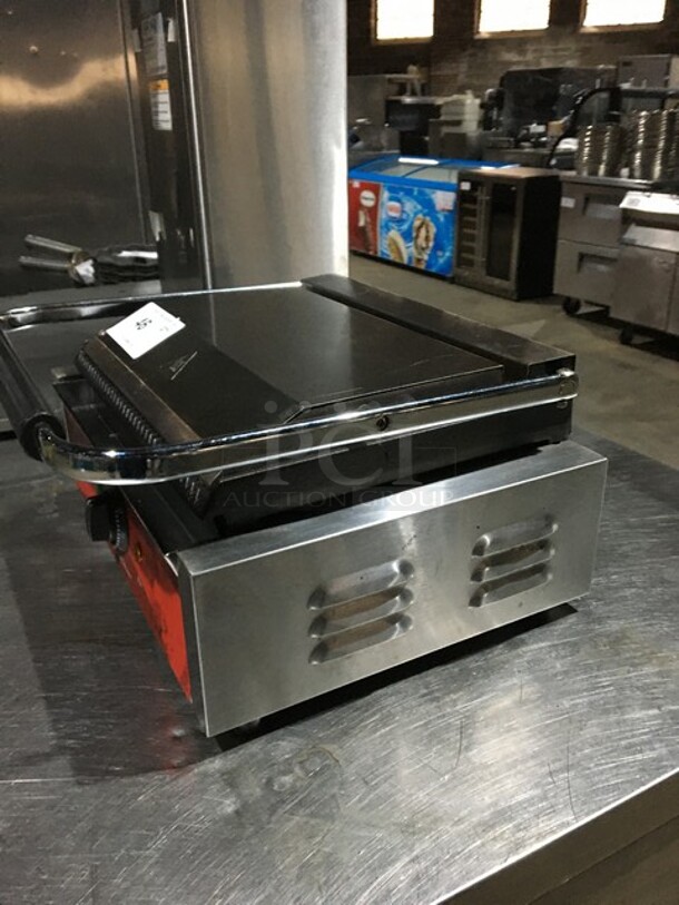 Avantco Commercial Countertop Panini Sandwich Grill! With Grooved Plates! All Stainless Steel! Model 177P78 Serial CK180942R406! 120V!
 - Image 3 of 9