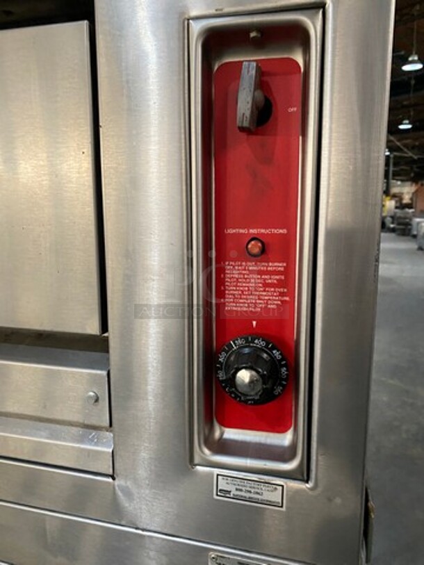 NICE! Vulcan Commercial Natural Gas Powered Double Deck Baking/Roasting/Pizza Oven! All Stainless Steel! Model 7016A1T Serial 541002821! All Stainless Steel! On Legs! 2 X Your Bid! Makes One Unit! - Image 8 of 11