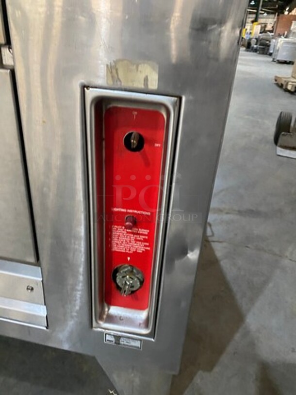NICE! Vulcan Commercial Natural Gas Powered Double Deck Baking/Roasting/Pizza Oven! All Stainless Steel! Model 7016A1T Serial 541002821! All Stainless Steel! On Legs! 2 X Your Bid! Makes One Unit! - Image 9 of 11