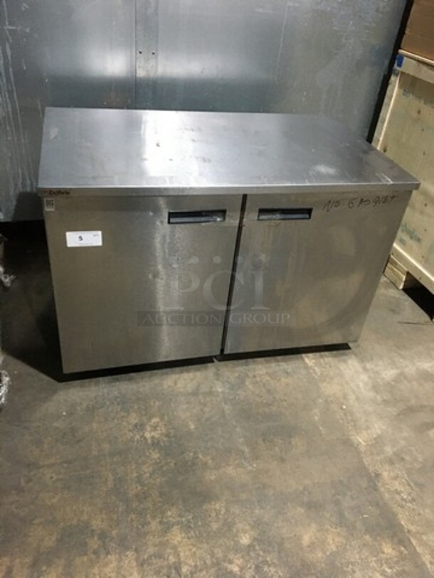 Delfield Commercial 2 Door Refrigerated Lowboy/Worktop Cooler! With Poly Coated Racks! All Stainless Steel! Model UC4048STAR Serial 1406162000124! 115V 1Phase! On Commercial Casters!