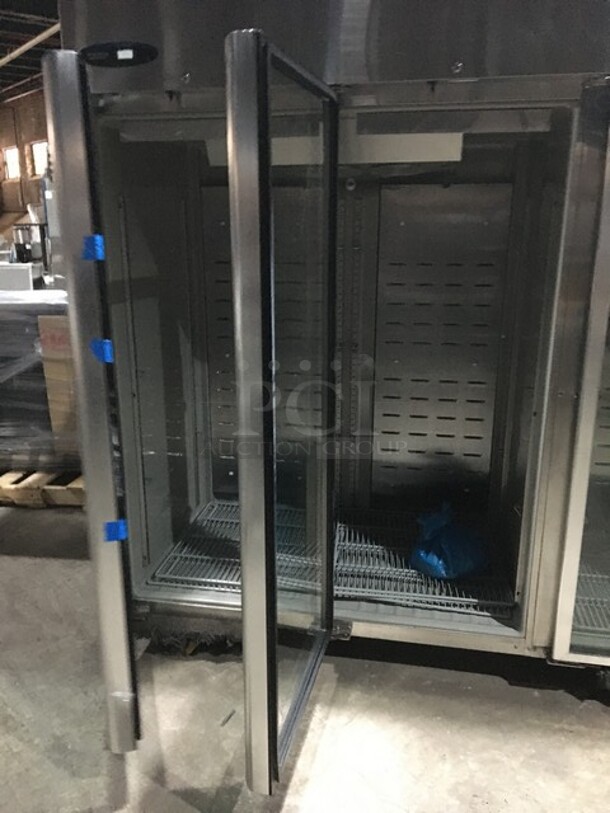 Hoshizaki Commercial 3 Door Reach In Cooler Merchandiser! With Poly Coated Racks! All Stainless Steel Body! Model CR3BFGYCL Serial E70037H! 115V 1Phase!
 - Image 5 of 12