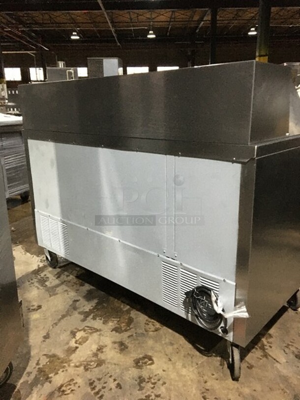 Beverage Air Commercial Refrigerated Sandwich/Salad Prep Table! With 2 Doors Underneath Storage Space! With Poly Coated Racks! With Commercial Cutting Board! All Stainless Steel! Model SP6024M! 115V 1Phase! On Commercial Casters! - Image 3 of 11