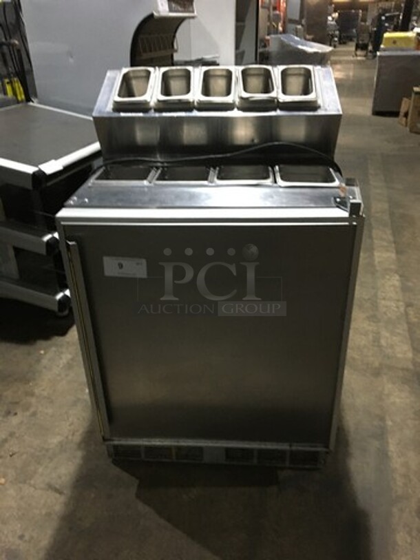 Silver King Commercial Refrigerated Prep Table! With Topping Rail! With Single Door Storage Space Underneath! All Stainless Steel! Model SKF2A Serial SBCL144354A! 115V!