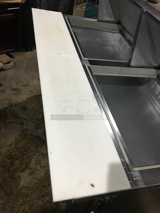 Beverage Air Commercial Refrigerated Sandwich/Salad Prep Table! With 2 Doors Underneath Storage Space! With Poly Coated Racks! With Commercial Cutting Board! All Stainless Steel! Model SP6024M! 115V 1Phase! On Commercial Casters! - Image 10 of 11