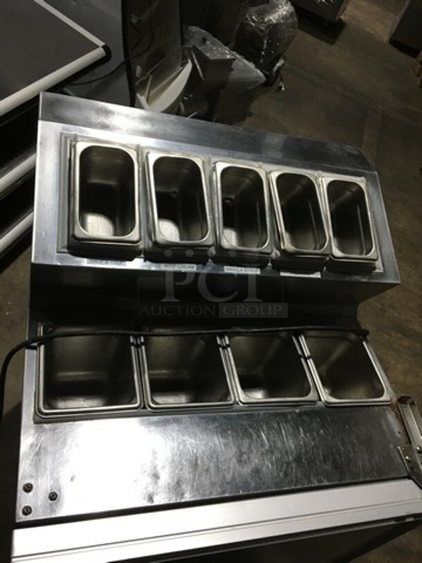 Silver King Commercial Refrigerated Prep Table! With Topping Rail! With Single Door Storage Space Underneath! All Stainless Steel! Model SKF2A Serial SBCL144354A! 115V! - Image 5 of 10