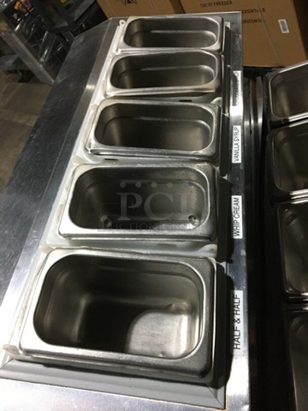 Silver King Commercial Refrigerated Prep Table! With Topping Rail! With Single Door Storage Space Underneath! All Stainless Steel! Model SKF2A Serial SBCL144354A! 115V! - Image 7 of 10