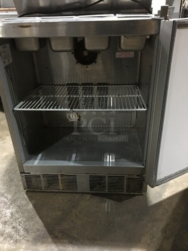 Silver King Commercial Refrigerated Prep Table! With Topping Rail! With Single Door Storage Space Underneath! All Stainless Steel! Model SKF2A Serial SBCL144354A! 115V! - Image 8 of 10