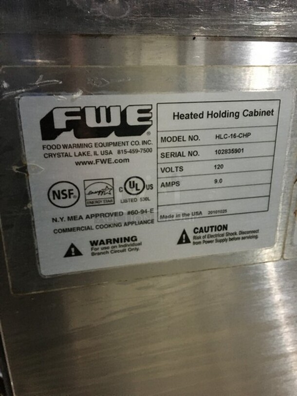 FWE Commercial 2 Door Food Warming/Holding Cabinet! All Stainless Steel! Model HLC16CHP Serial 133648003! 120V! On Commercial Casters! - Image 5 of 9