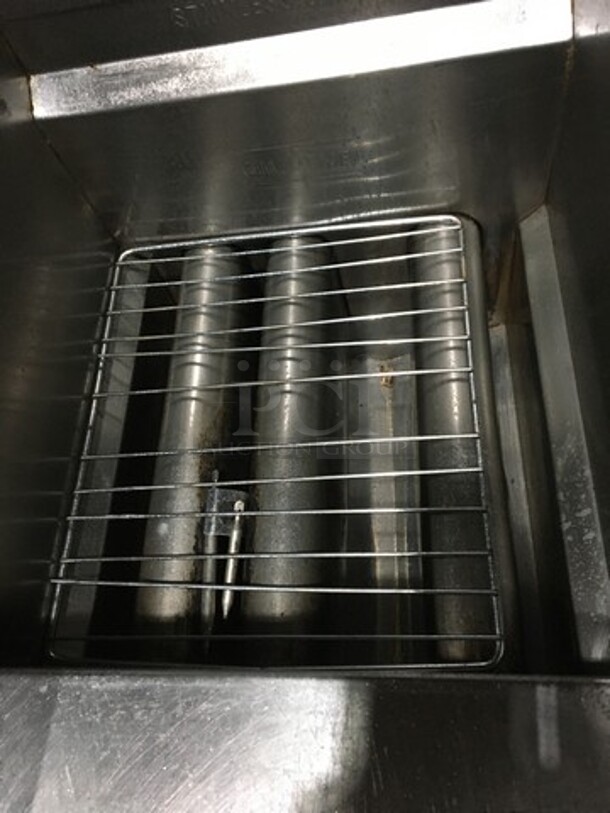 American Range Stainless Steel Natural Gas Powered 3 Burner Deep Fat Fryer! With 2 Metal Baskets! On Casters!
 - Image 6 of 11