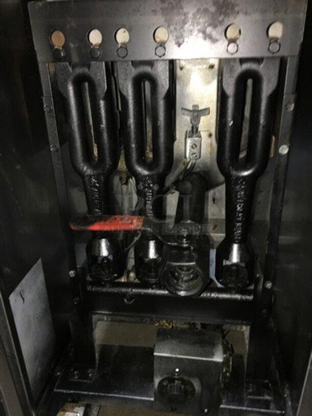American Range Stainless Steel Natural Gas Powered 3 Burner Deep Fat Fryer! With 2 Metal Baskets! On Casters!
 - Image 7 of 11