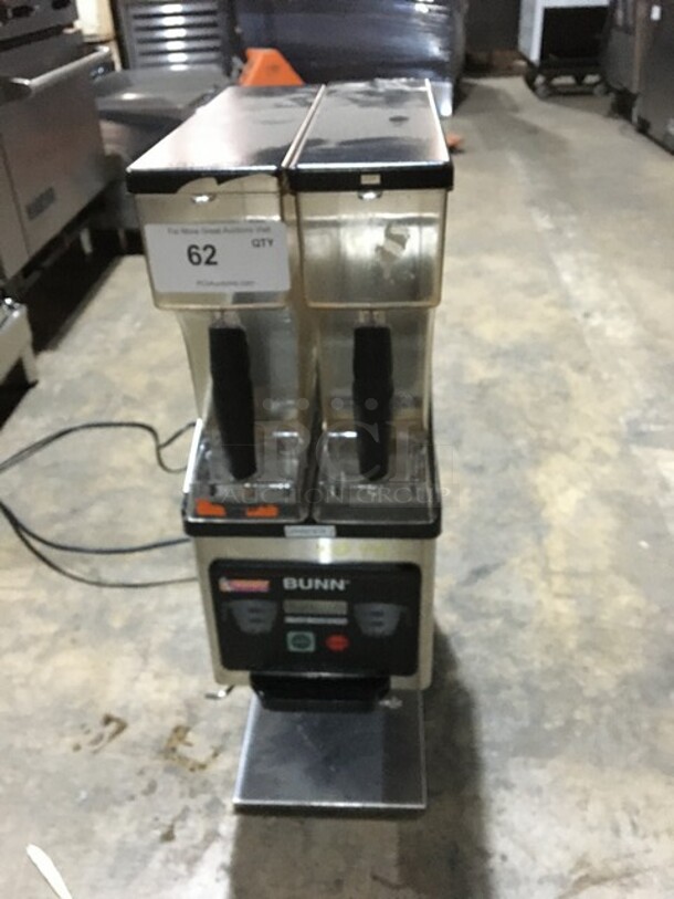Bunn Commercial Countertop Dual Coffee Bean Grinder! All Stainless Steel! Model MHG Serial MHG0016803! 120V 1Phase!