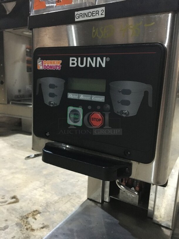 Bunn Commercial Countertop Dual Coffee Bean Grinder! All Stainless Steel! Model MHG Serial MHG0016803! 120V 1Phase! - Image 8 of 10
