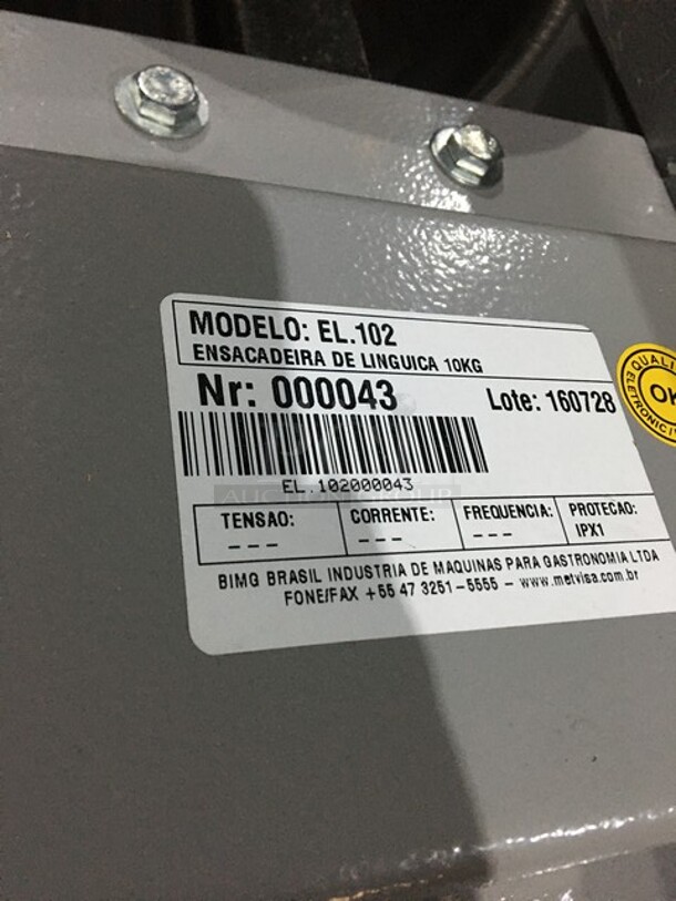 Bimg Commercial Floor Style Sausage Stuffer! All Stainless Steel! Model EL.102 Serial 000043! - Image 6 of 9