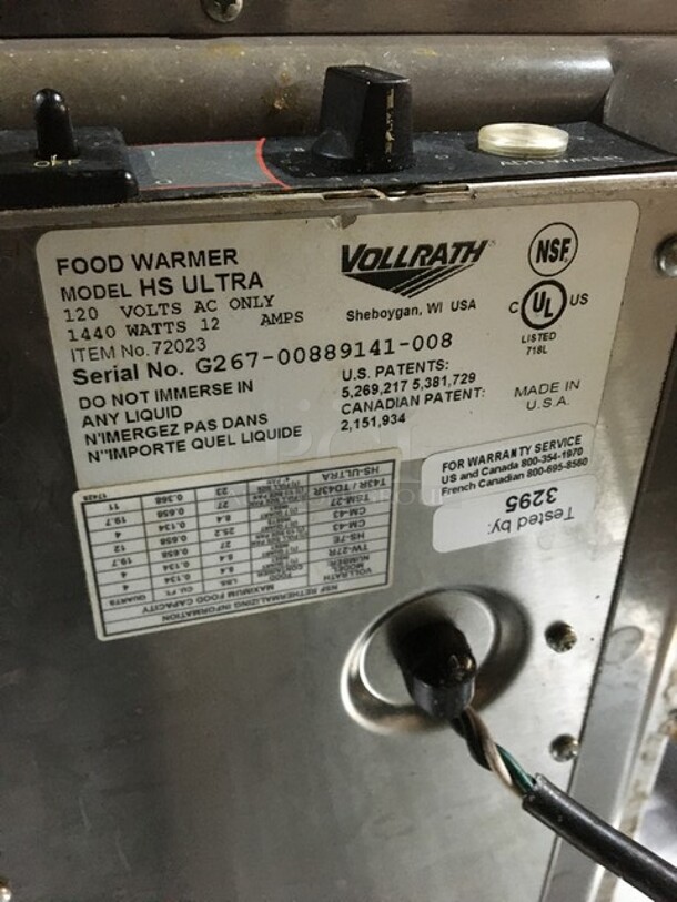 Vollrath Commercial Countertop Food Warmer! With Removable Soup Inserts! All Stainless Steel! Model HSULTRA Serial G26700889141008! 120V! - Image 7 of 8