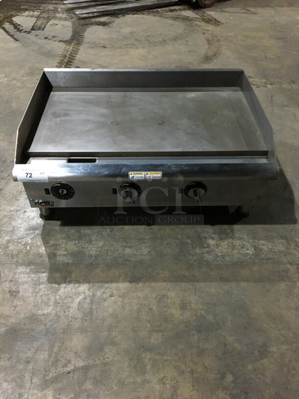 APW Wyott Commercial Countertop Electric Powered Flat Griddle! With Back & Side Splashes! All Stainless Steel! Model EG36I Serial 120871307015! 208/240V 1/3 Phase! On Legs!