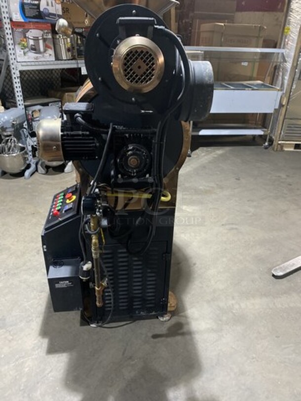 WOW! LATE MODEL! Ozturkbay Floor Style Heavy Duty Commercial Natural Gas/LP Powered Coffee Roasting Machine! Copper Plated Exterior For A Beautiful Finish! 10KG/22Lbs Capacity!  Model OKS-10 Serial 1292!  220/240V! Working When Removed! - Image 5 of 12