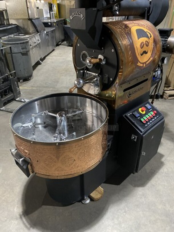 WOW! LATE MODEL! Ozturkbay Floor Style Heavy Duty Commercial Natural Gas/LP Powered Coffee Roasting Machine! Copper Plated Exterior For A Beautiful Finish! 10KG/22Lbs Capacity!  Model OKS-10 Serial 1292!  220/240V! Working When Removed! - Image 9 of 12