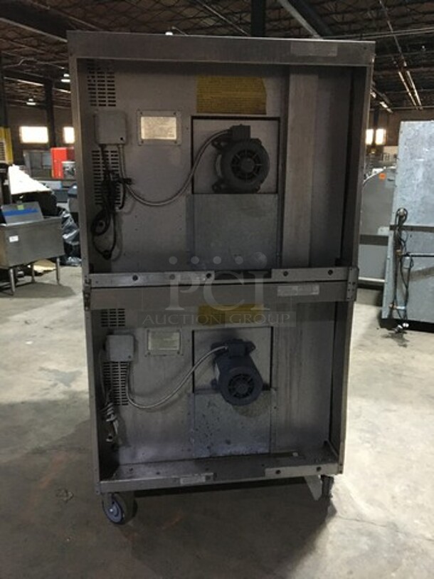 Duke Double Stacked Natural Gas Powered Heavy Duty Convection Oven! 6/13 Edition! With One View Through Door & One Solid Door! With Metal Racks! All Stainless Steel! On Casters! 2 X Your Bid! Makes One Unit! - Image 3 of 9
