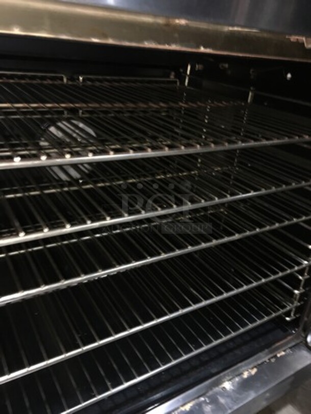 Duke Double Stacked Natural Gas Powered Heavy Duty Convection Oven! 6/13 Edition! With One View Through Door & One Solid Door! With Metal Racks! All Stainless Steel! On Casters! 2 X Your Bid! Makes One Unit! - Image 6 of 9