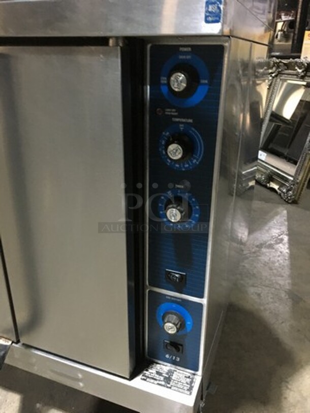 Duke Double Stacked Natural Gas Powered Heavy Duty Convection Oven! 6/13 Edition! With One View Through Door & One Solid Door! With Metal Racks! All Stainless Steel! On Casters! 2 X Your Bid! Makes One Unit! - Image 8 of 9