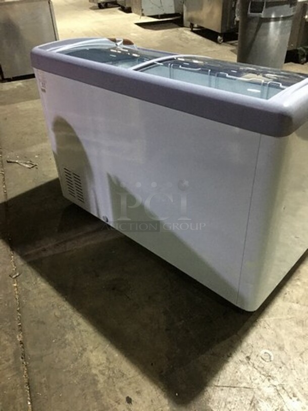 Omcan Commercial Ice Cream Display Freezer Showcase! With 2 Sliding Top Doors! Model XS360YX Serial CA91356120803000062! 115V! - Image 3 of 9