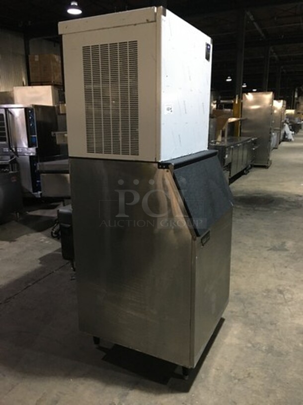 WOW! Manitowoc Commercial Ice Making Machine! With Ice-O-Matic Ice Bin! All Stainless Steel! Model B55PSA Serial 07041280011890! 2 X Your Bid! Makes One Unit! On Legs! - Image 2 of 9