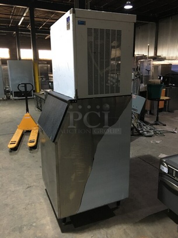WOW! Manitowoc Commercial Ice Making Machine! With Ice-O-Matic Ice Bin! All Stainless Steel! Model B55PSA Serial 07041280011890! 2 X Your Bid! Makes One Unit! On Legs! - Image 3 of 9