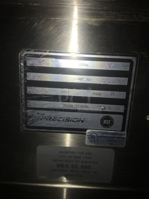 Precision Refrigerated Cold Pan/Sandwich Serving Station! With Front Sneeze Guard! With Overhead Serving Shelf! With Underneath Storage Space! All Stainless Steel! On Casters!
 - Image 8 of 9