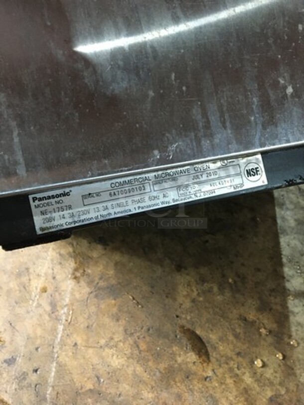 Panasonic Commercial Countertop Microwave Oven! All Stainless Steel! With View Through Door! Model NE1757R Serial 6A70090103! 208/230V 1Phase! - Image 7 of 8