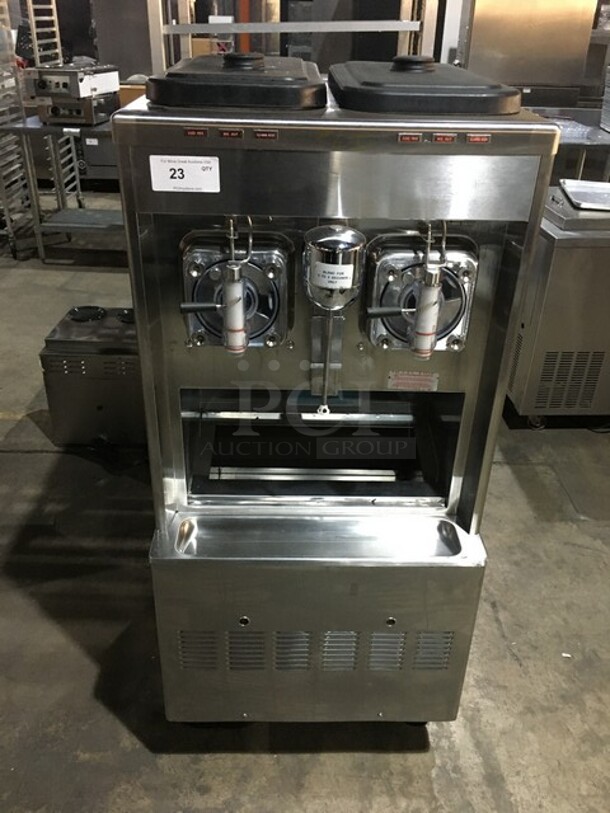 Taylor Commercial Floor Style 2 Flavor Frosty/Coolatta/Slushy Making Machine! With Milkshake Mixing Attachment! All Stainless Steel! Model 342D27 Serial M2085625! 208/230V 1Phase! On Commercial Casters!