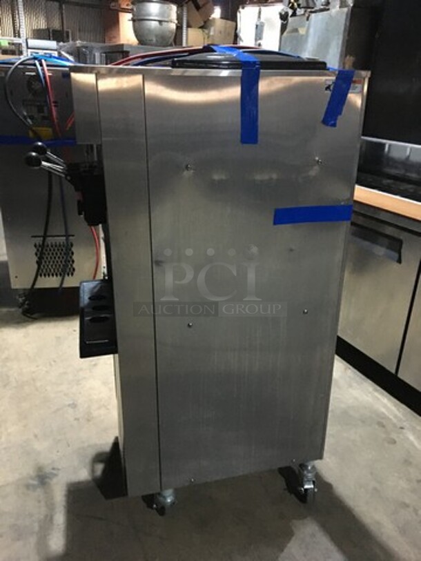 Wow! Late Model Electro Freeze 3 Handle Electric Powered Soft Serve Ice Cream/Yogurt Machine! All S.S. Body! Model SL500132 Serial C2S1298! 208/230V 3Phase! On Commercial Casters! Working When Removed! - Image 3 of 10