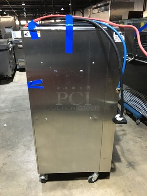 Wow! Late Model Electro Freeze 3 Handle Electric Powered Soft Serve Ice Cream/Yogurt Machine! All S.S. Body! Model SL500132 Serial C2S1298! 208/230V 3Phase! On Commercial Casters! Working When Removed! - Image 4 of 10
