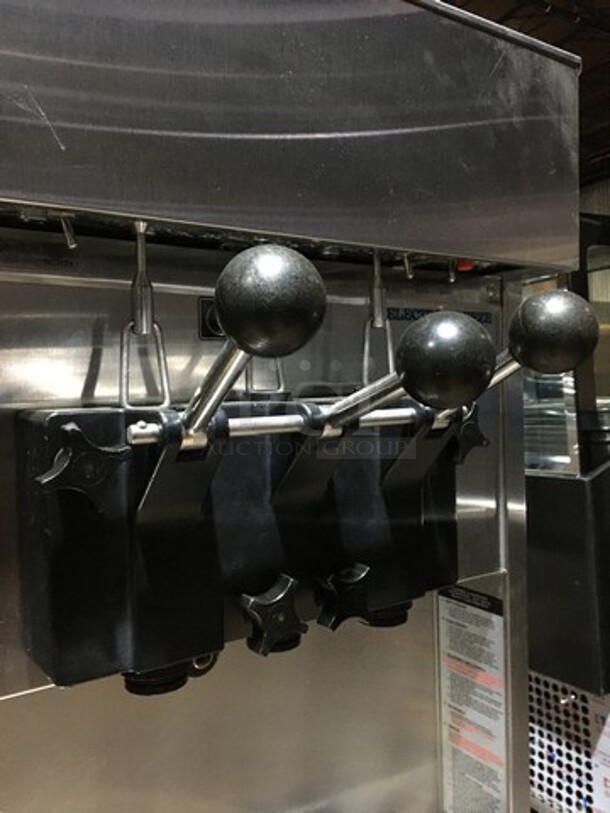 Wow! Late Model Electro Freeze 3 Handle Electric Powered Soft Serve Ice Cream/Yogurt Machine! All S.S. Body! Model SL500132 Serial C2S1298! 208/230V 3Phase! On Commercial Casters! Working When Removed! - Image 5 of 10